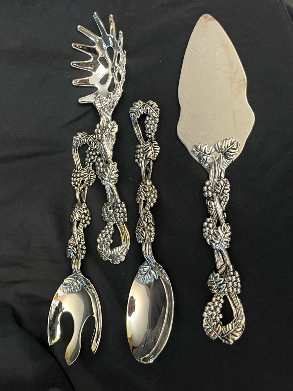 VTG Godinger Silver Art Grape Hostess Serving Set 4PC Salad Pasta Pie Server